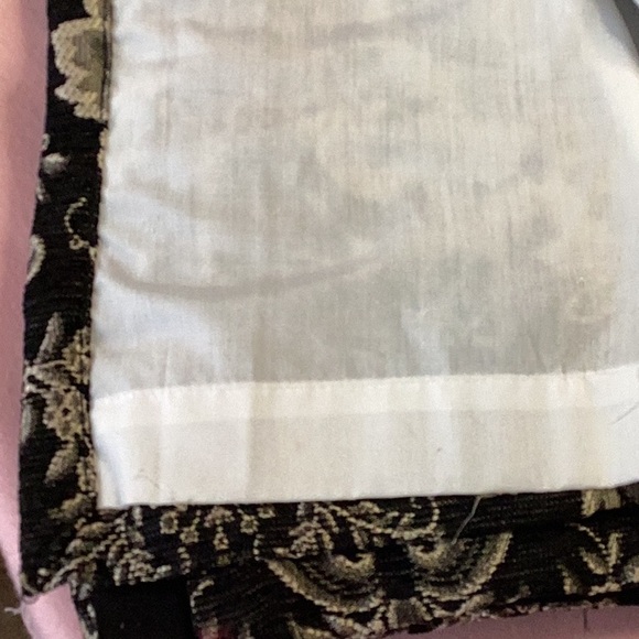 FINAL SALE PRICE 2 Pc Gold & Black Rod Pocket Drapery Panels - Picture 2 of 3